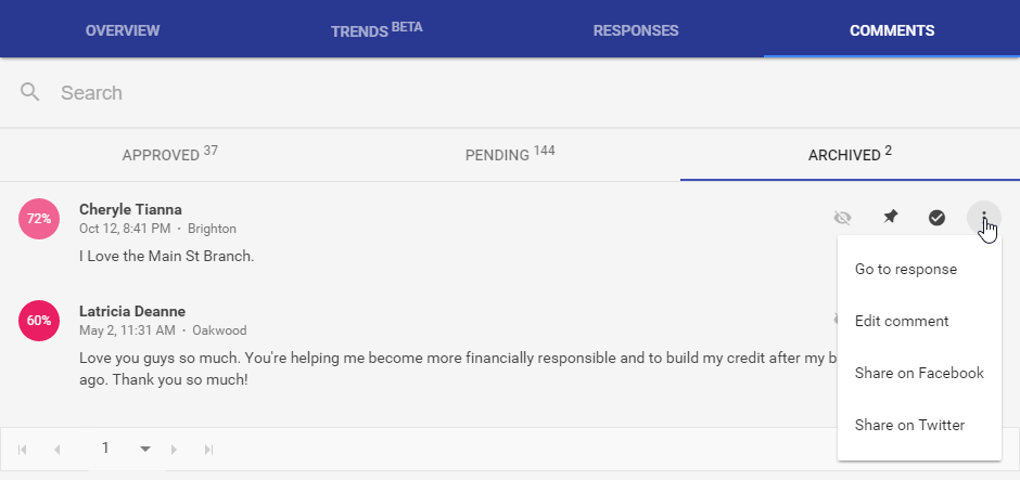 Archived Comments Tab