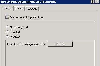 site to zone assignment list sso